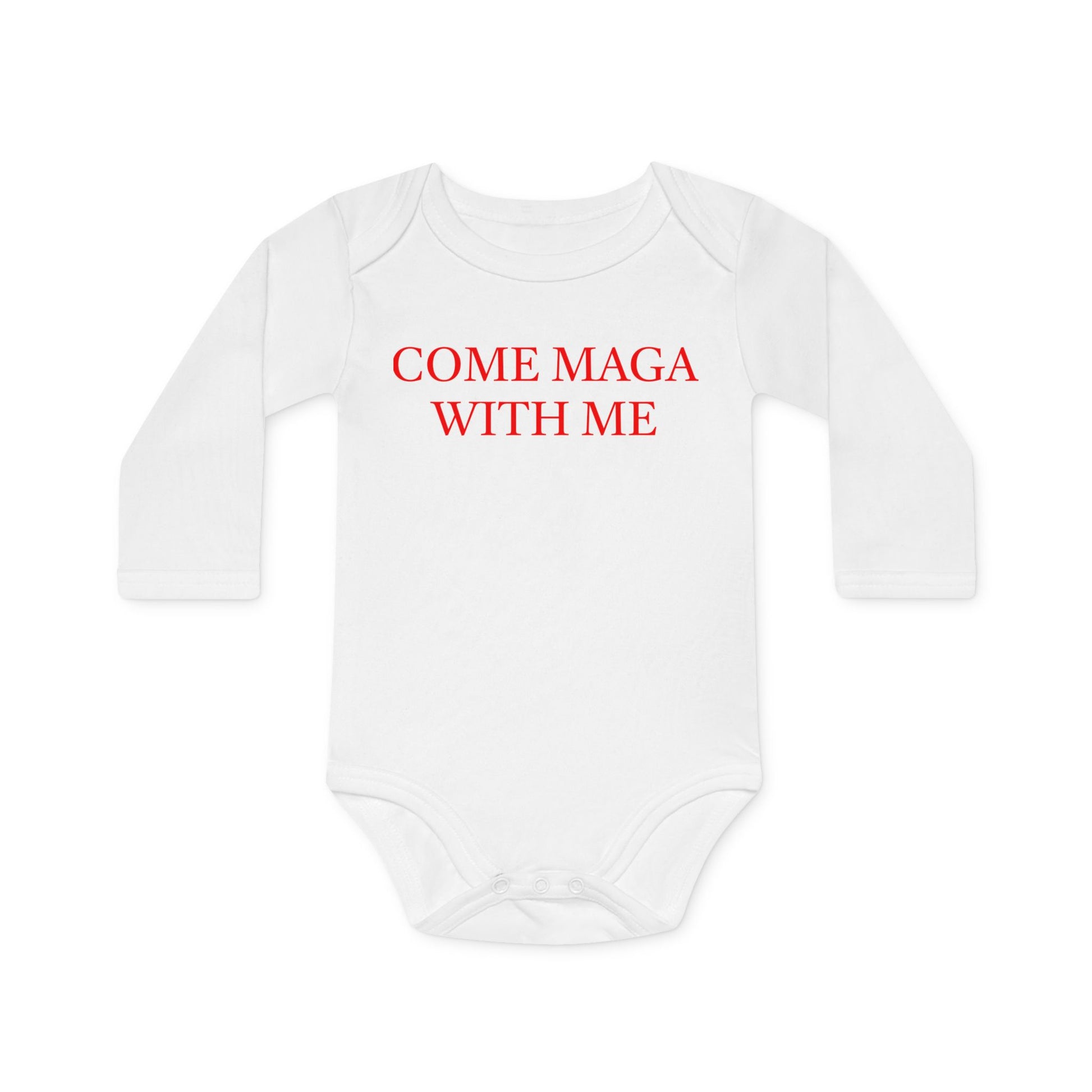 Baby Long-Sleeve Organic Bodysuit - Come Maga with Me, Cute Baby Gift, Organic Cotton Outfit, Political Baby Clothes, Baby Shower [...]