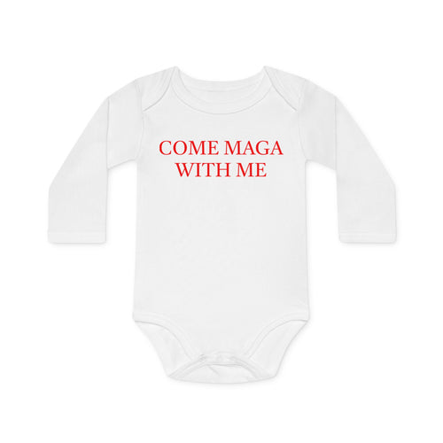 Baby Long-Sleeve Organic Bodysuit - Come Maga with Me, Cute Baby Gift, Organic Cotton Outfit, Political Baby Clothes, Baby Shower [...]