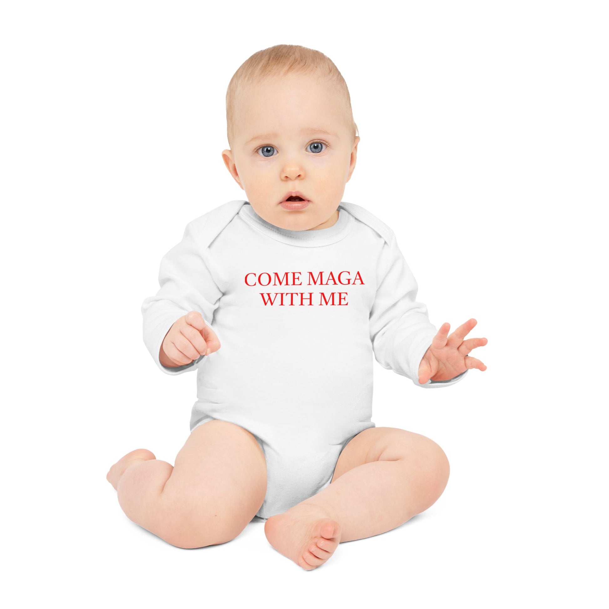 Baby Long-Sleeve Organic Bodysuit - Come Maga with Me, Cute Baby Gift, Organic Cotton Outfit, Political Baby Clothes, Baby Shower [...]